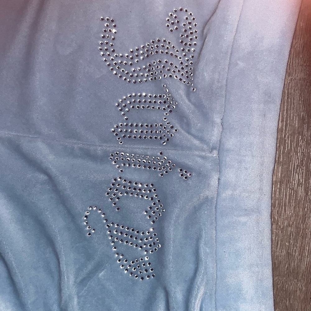 Juicy Couture Blue Track Pants with Rhinestone Detail
